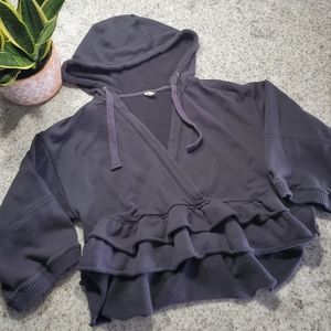 Free People Movement Ruffle Hem Hoodie Size Large